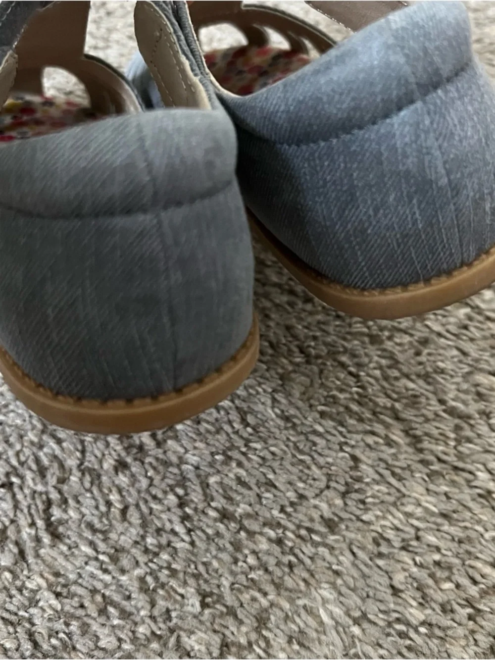 Livie & Luca Blue Girls Sandals with Floral Insole Size 13
